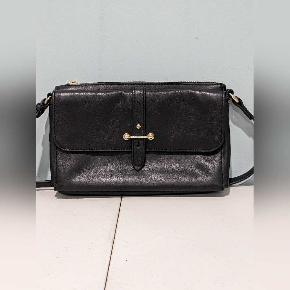 Vince Camuto Black Leather Crossbody Shoulder Bag with Adjustable Strap
